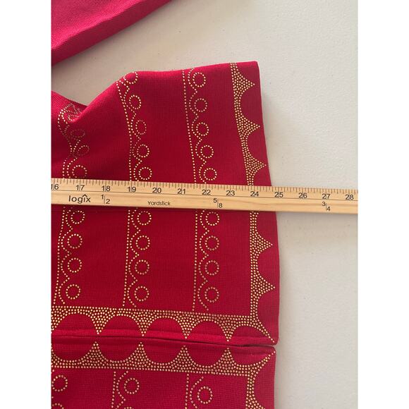 EY Boutique Jacket and Pencil Skirt Set Women's Size 16 Red Embellished Full Zip - Picture 8 of 13